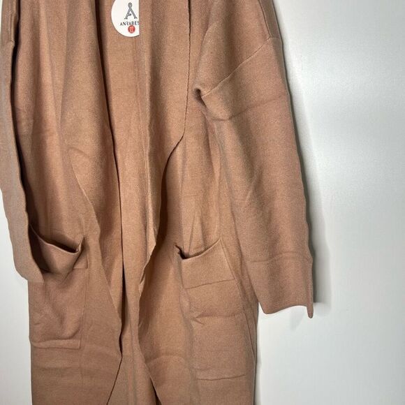Anrabess Long Duster Cardigan Sweater Coat Camel Tan Brown Sz XL NWT! - Picture 3 of 9